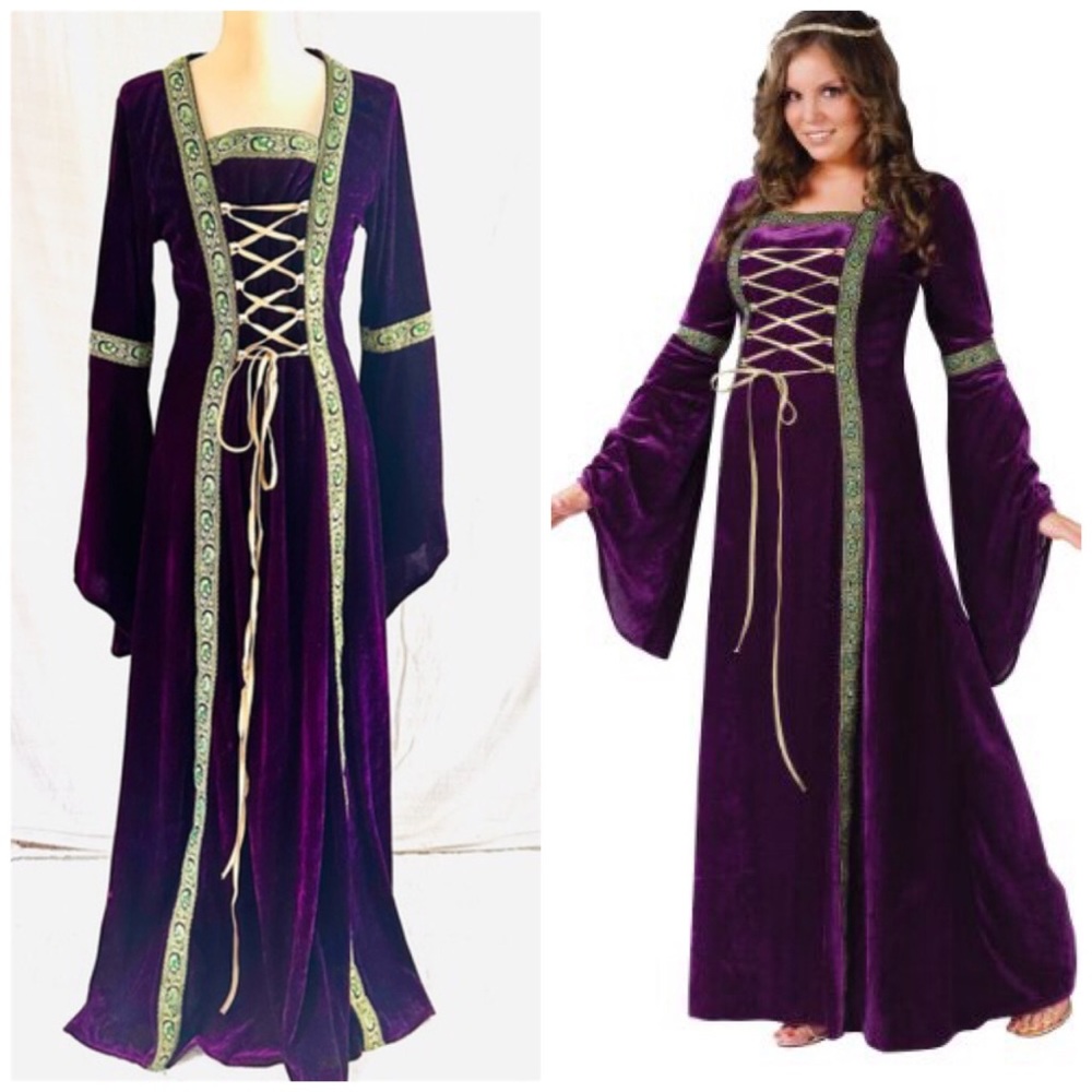Renaissance Maiden Princess Purple Velvet Costume Fun World Size M/L 10-14